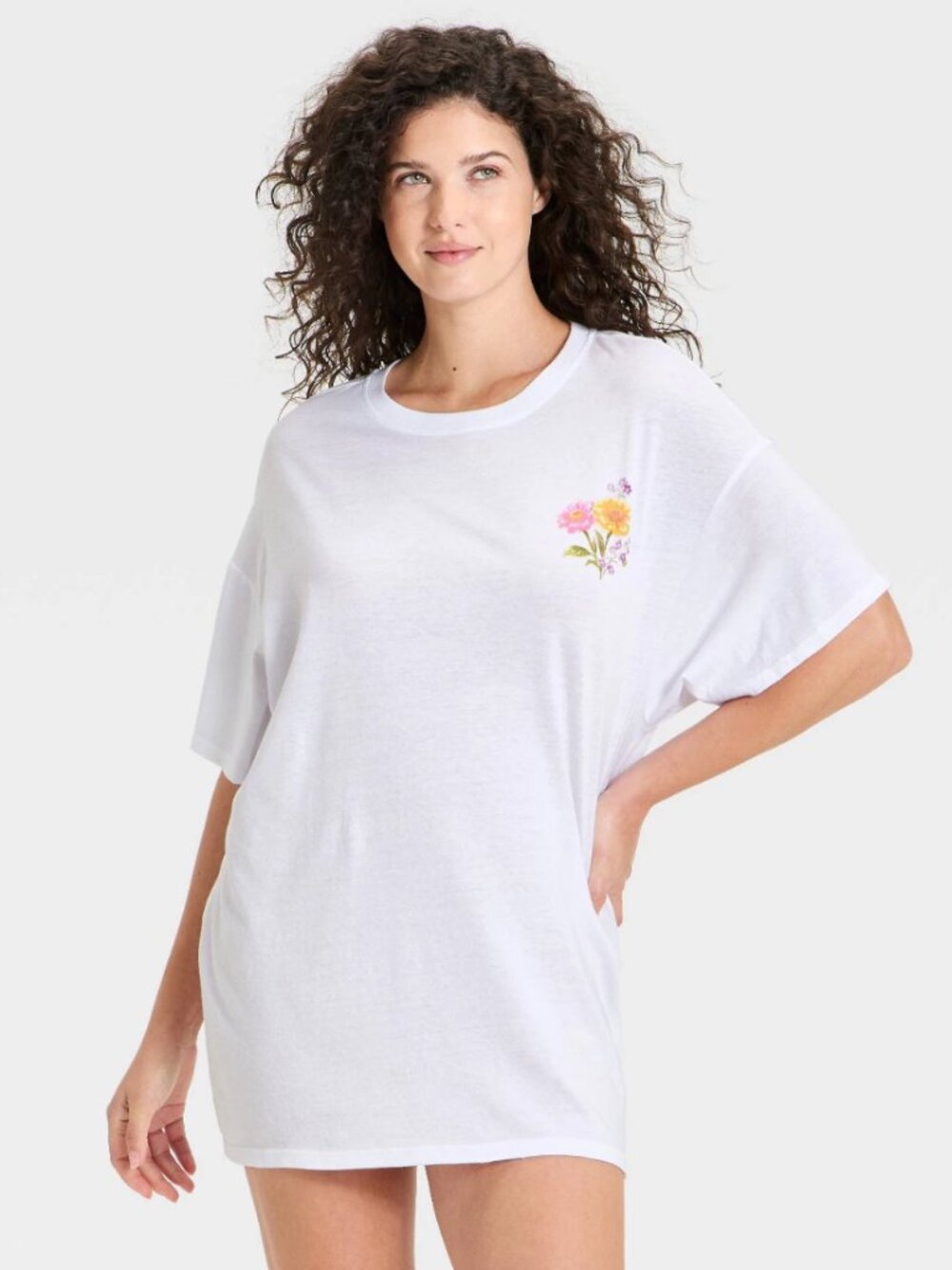 NEW Wild Fable Women's Graphic Oversized T-Shirt Pajama White Small Sleep T-Shir
